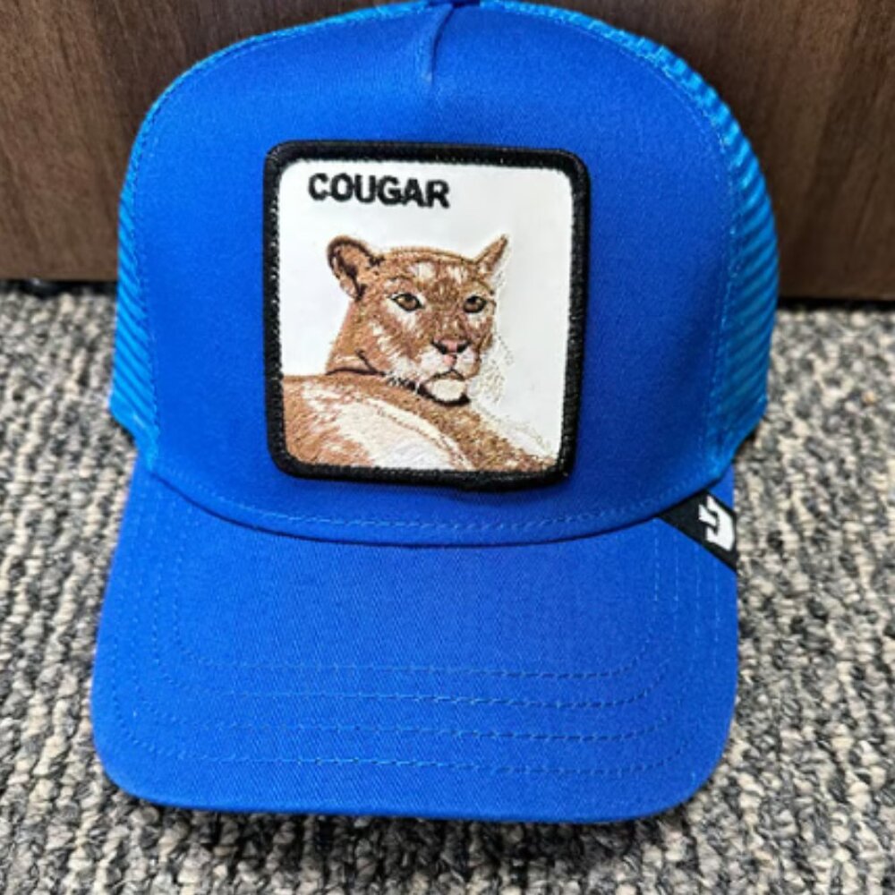 Goorin Bros Animal The Farm Trucker Baseball Snapback Hat Cap Cougar Blue